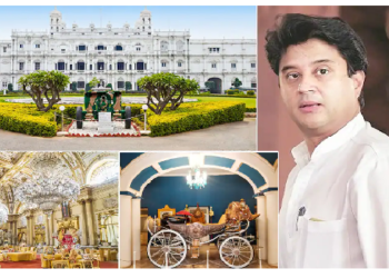 सोने की सजावट और चांदी की ट्रेन, 400 कमरे के आलीशान महल में रहते हैं सिंधिया, देखें तस्वीरें