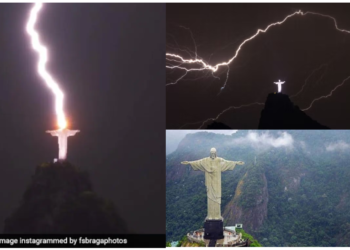ब्राजील में ईसा मसीह की मूर्ति पर गिरी बिजली, कैमरे में कैद हुआ यह दुर्भाग्यपूर्ण दृश्य