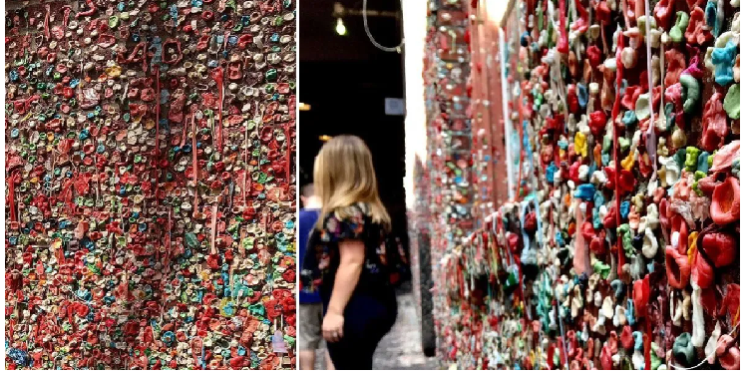 अमेरिका में लोगों की शरारत बन गई परंपरा!, दीवार चिपके है हजारों