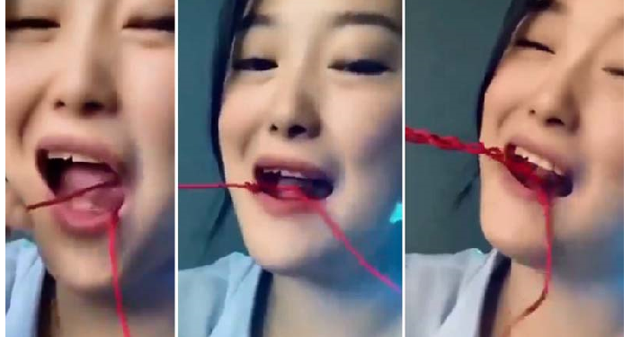 जीभ से धागा भी बुन लेती है ये लड़की…..वीडियो हो रहा वायरल