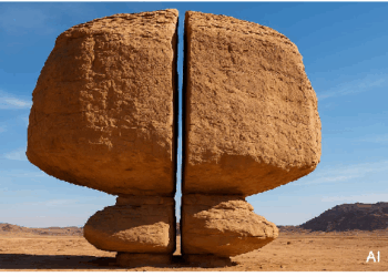 हजारों सालों से सीधी, रेज़र जैसी धार की तरह दो हिस्सों में बंटी है चट्टान